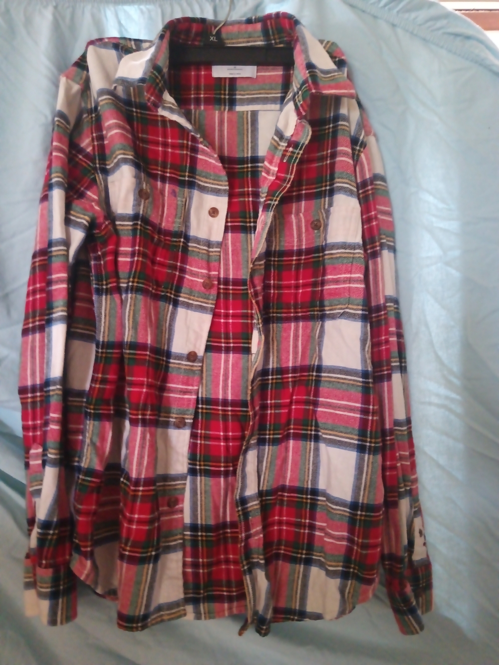 Old Navy Red White Green Plaid Button-Down Shirt